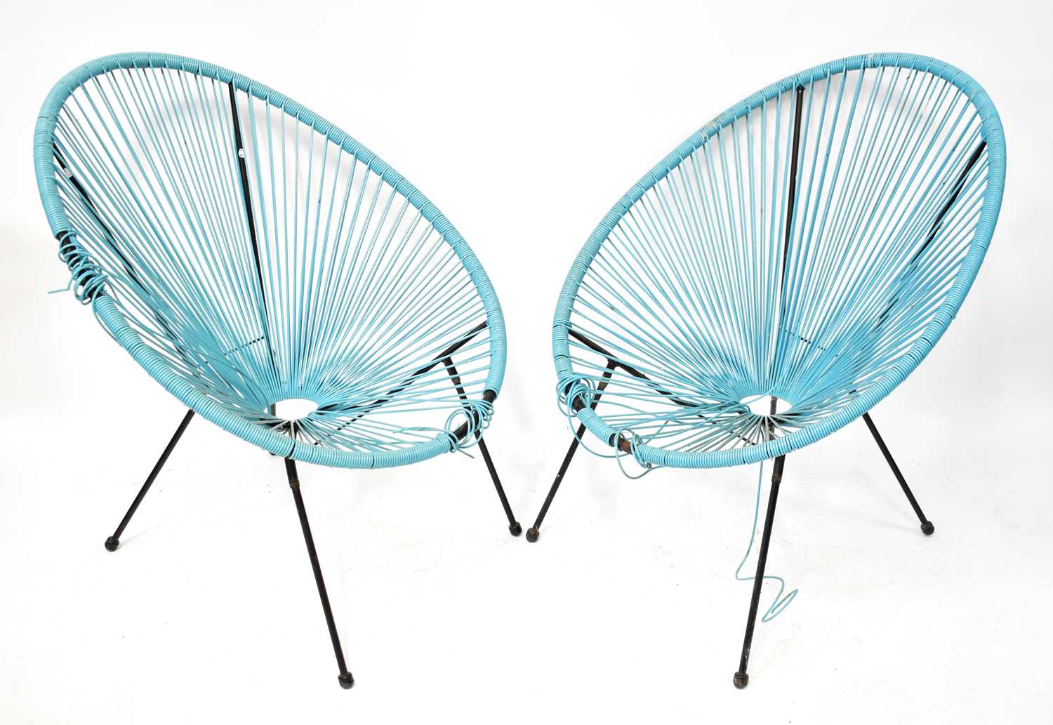 Lot 54 - A pair of retro blue Sputnik-style chairs (2).