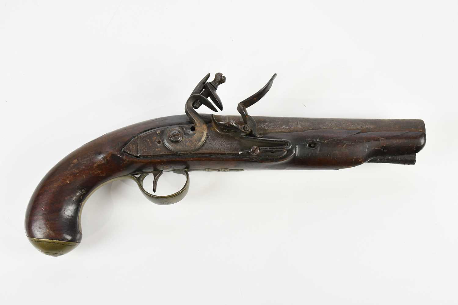 Lot 133 - A 19th century flintlock pistol, with mahogany...