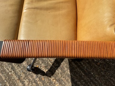 Lot 39 - WEST ELM; a modern contemporary tan leather...