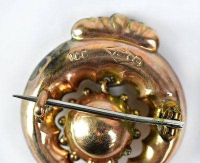 Lot 830 - A Victorian 10ct Welsh gold circular brooch,...