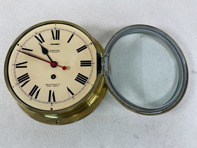 Lot 644 - SMITHS; an Astral brass ship's clock, retailed...