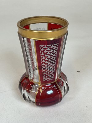 Lot 337 - Two 19th century Bohemian ruby flash beakers,...