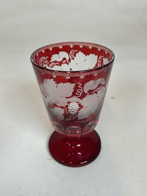 Lot 337 - Two 19th century Bohemian ruby flash beakers,...