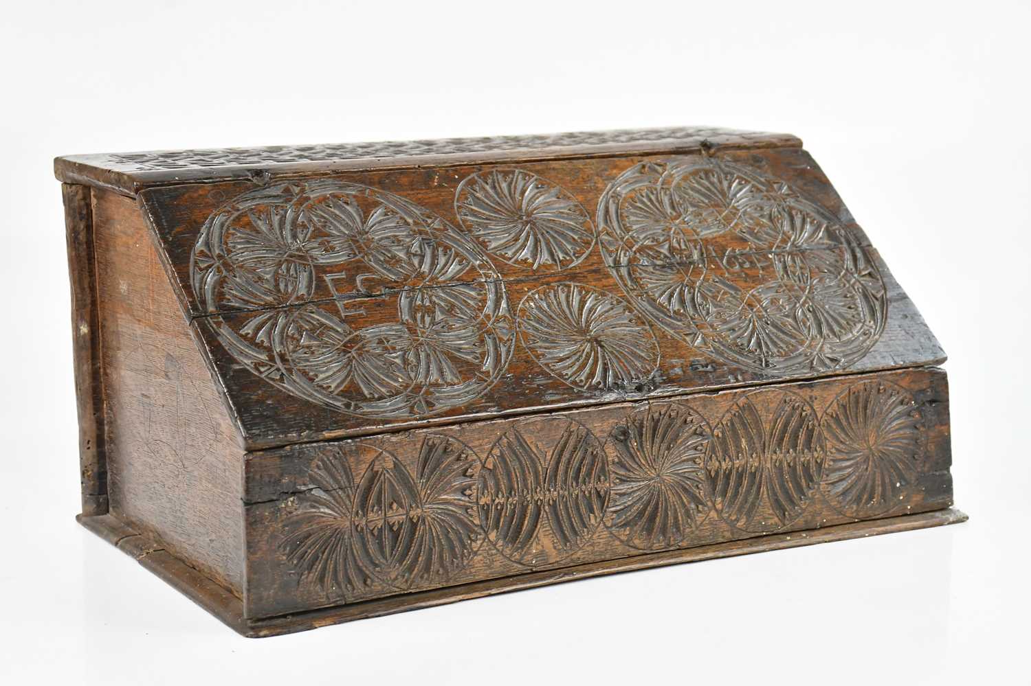 Lot 305 - A 17th / 18th century carved oak clerk's box,...