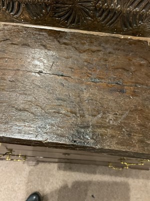 Lot 305 - A 17th / 18th century carved oak clerk's box,...