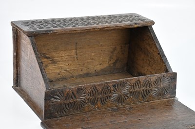 Lot 305 - A 17th / 18th century carved oak clerk's box,...