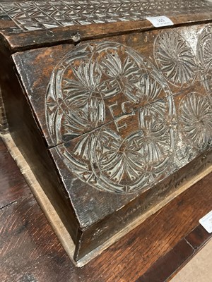 Lot 305 - A 17th / 18th century carved oak clerk's box,...