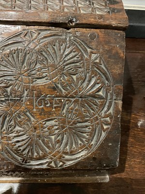 Lot 305 - A 17th / 18th century carved oak clerk's box,...