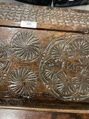 Lot 305 - A 17th / 18th century carved oak clerk's box,...