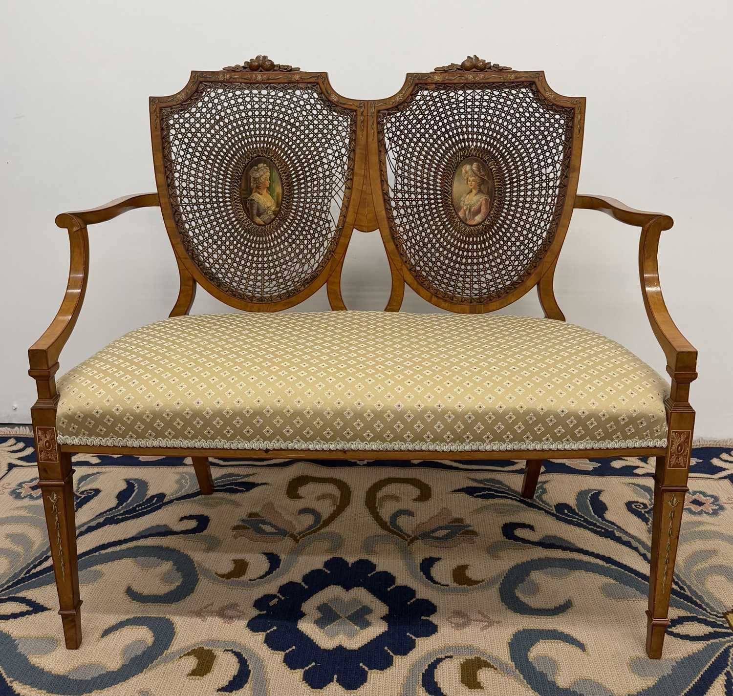 Lot 14 - An Edwardian Sheraton Revival painted...
