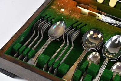 Lot 18 - An oak cased six setting canteen of electro...