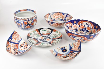 Lot 1092 - A Japanese Imari porcelain fluted bowl,...