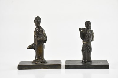 Lot 1090 - A pair of Japanese bronze figures, late Meiji...