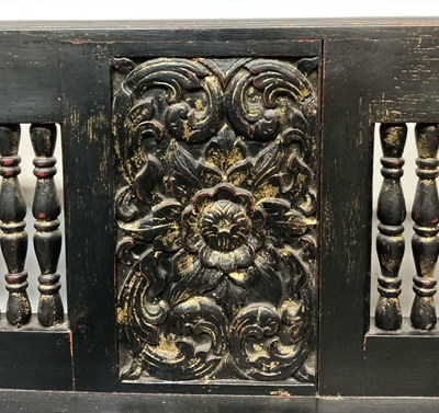 Lot 35 - An early 20th century Chinese ebonised day bed,...