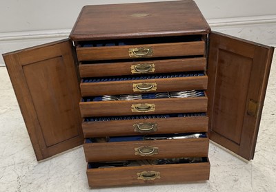Lot 1 - A late 19th century oak table canteen of...