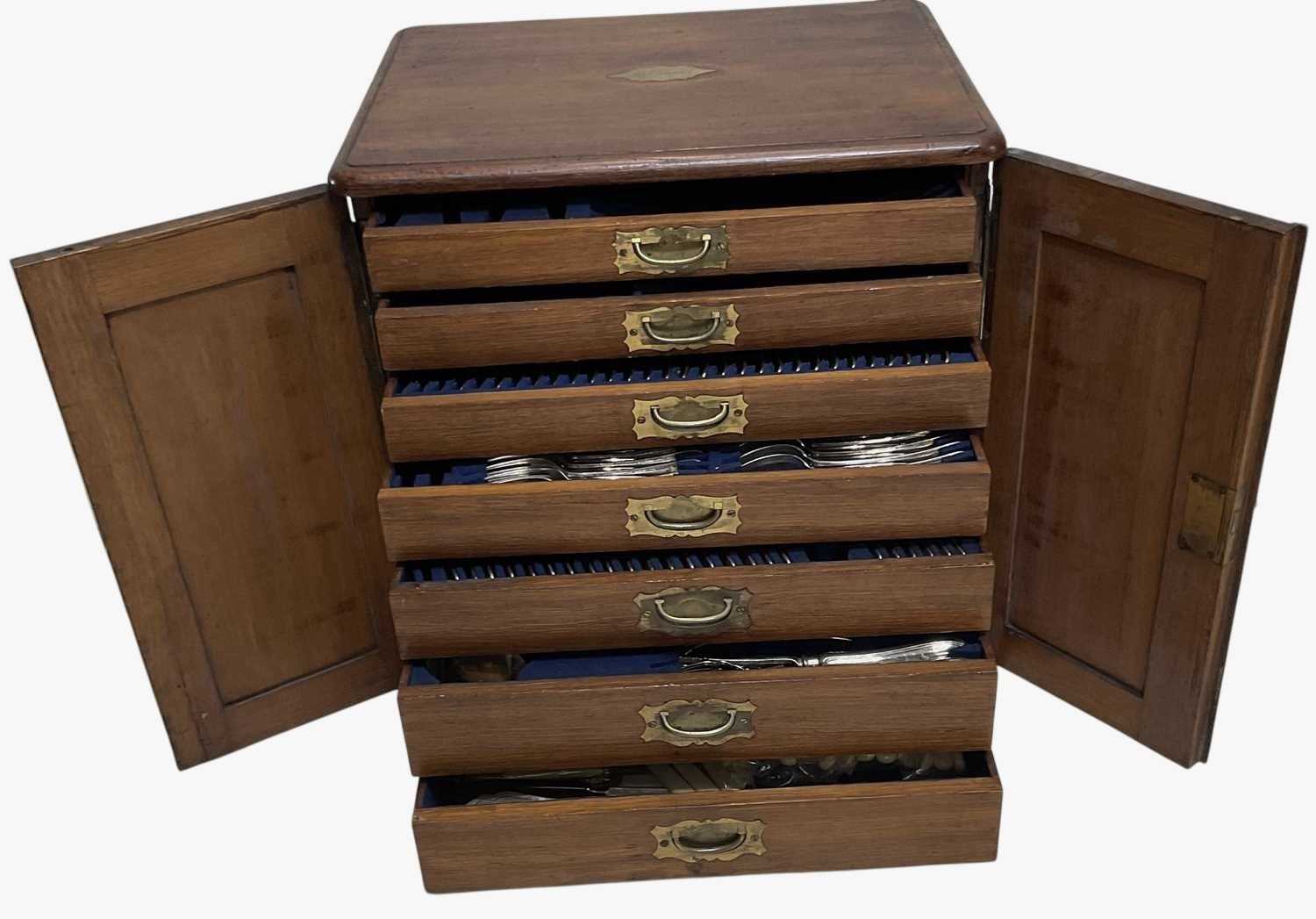 Lot 1 - A late 19th century oak table canteen of...