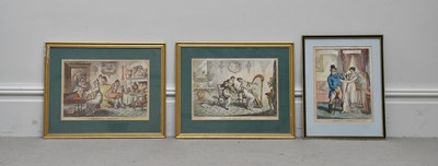 Lot 1457 - A group of three engravings, 'Lodging To Let',...