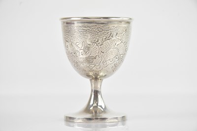 Lot 439 - LEE YEE HING; a Chinese silver egg cup,...