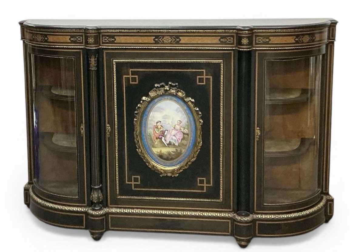 Lot 7 - A 19th century ebony and satinwood inlaid...