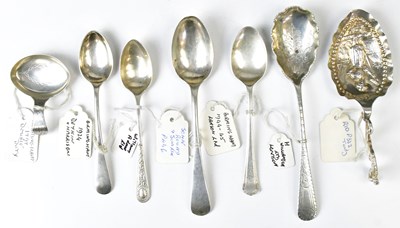 Lot 733 - Seven various hallmarked silver spoons, to...