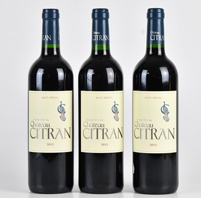 Lot 2509 - RED WINE; three bottles of 2012 Chateau Citran...