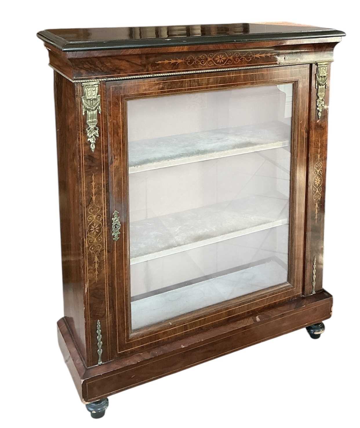 Lot 38 - A late 19th century walnut and inlaid brass...