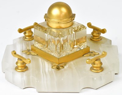 Lot 535 - BETJEMANN'S; a cut glass inkwell in the form...