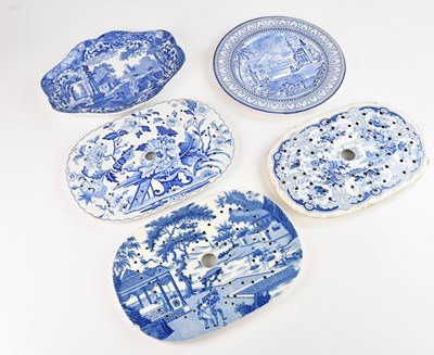 Lot 1303 - Three 19th century blue and white meat...