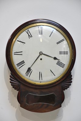 Lot 2302 - A Regency carved mahogany drop-dial wall clock,...
