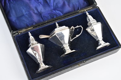 Lot 396 - A cased George V hallmarked silver three piece...