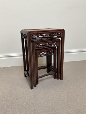 Lot 1072 - A Chinese nest of three tables, largest 60cm x...