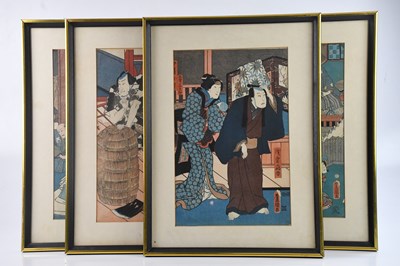 Lot 1088 - Four early 20th century woodblock prints...