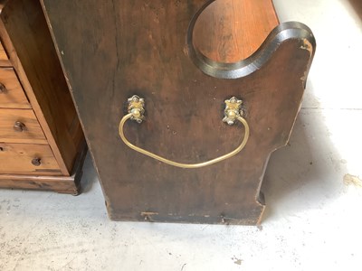 Lot 4 - A pitch pine church pew with Gothic-style ends,...