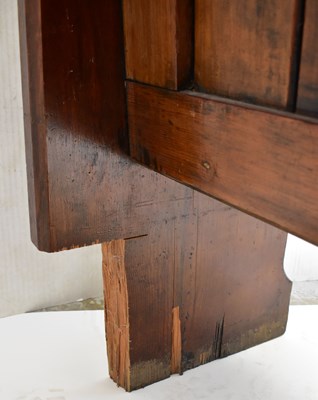 Lot 3 - A pitch pine church pew with Gothic-style ends,...
