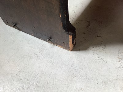 Lot 3 - A pitch pine church pew with Gothic-style ends,...