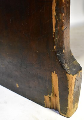 Lot 1 - A pitch pine church pew with Gothic-style ends,...