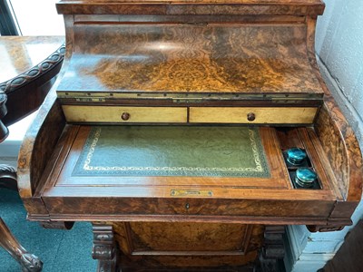 Lot 12 - A Victorian burr walnut piano top Davenport...