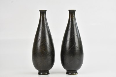 Lot 1083 - A pair of Japanese Meiji period bronze...