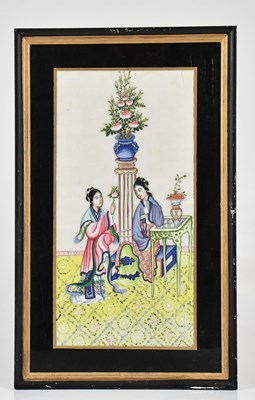 Lot 1064 - A 19th century Chinese pith painting, of two...