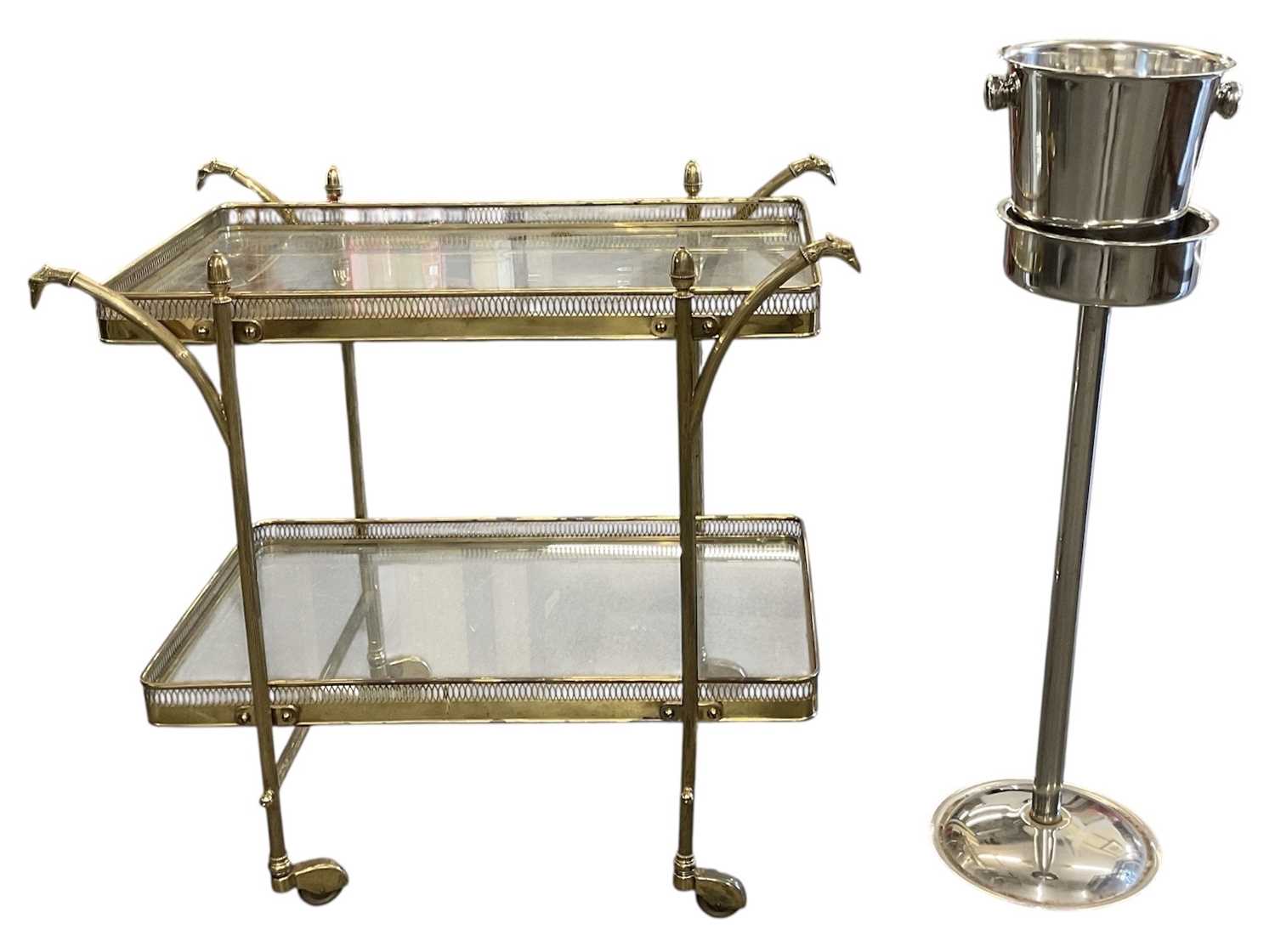 Lot 45 - An early 20th century brass framed two tiered...