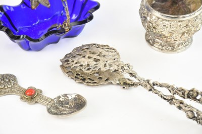 Lot 10 - An Indian white metal bowl decorated with...
