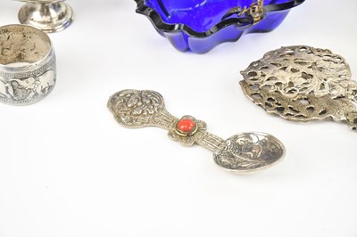 Lot 10 - An Indian white metal bowl decorated with...