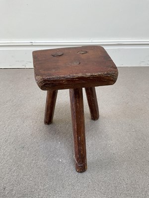 Lot 2013 - A 19th century stained elm joint milking stool,...