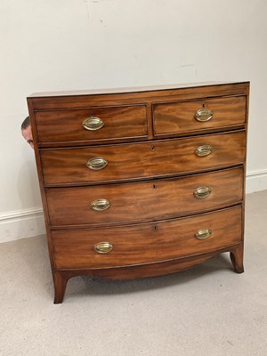 Lot 225 - A Victorian mahogany bow fronted chest of two...