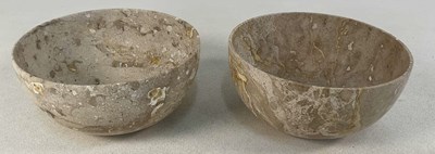 Lot 98 - A pair of carved marble bowls, height 12cm,...