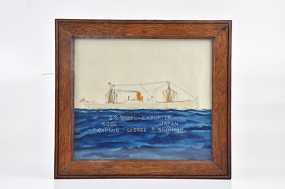 Lot 2192 - A POW embroidered silk picture depicting SS...