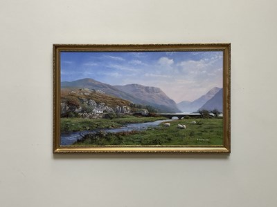 Lot 1526 - PHILIP STANTON; oil on canvas, Snowdonia scene,...