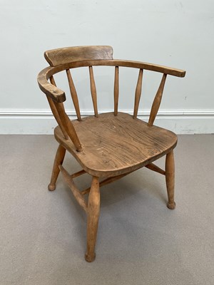 Lot 2018 - An early 20th century elm seated captain's...
