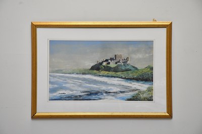 Lot 1503 - H SOUTHGATE; pastel, Bamburgh Castle, signed...