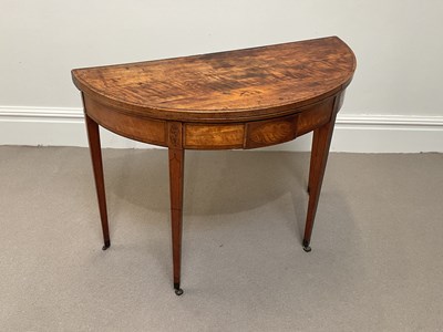 Lot 2044 - An Edwardian inlaid mahogany demi-lune card...